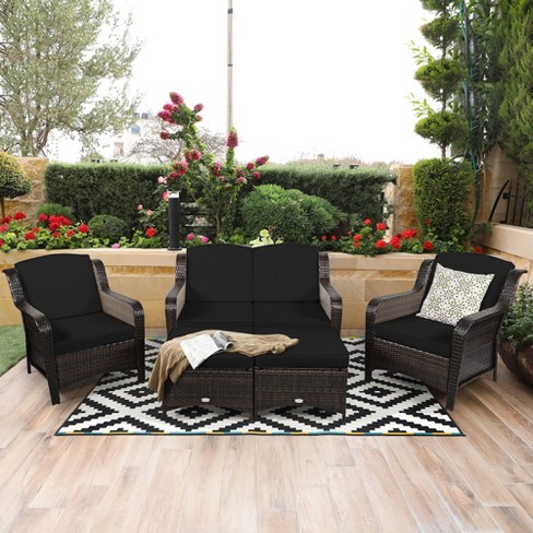 Black wicker best sale patio sofa