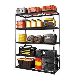 GustoWave 72" H Heavy Duty Garage Shelving, Adjustable 5-Tier Storage Shelves, Industrial Metal Shelving Units, Steel Organizer Wire Rack - 1 of 4