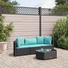 vidaXL Patio Sofa Set with Cushions Black Poly Rattan - Black and Blue - 2 of 4