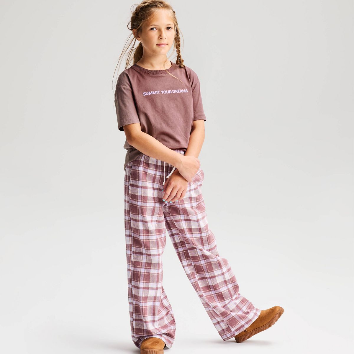 Girls' Short Sleeve Relaxed Fit 'Summit' Graphic T-Shirt - Cat & Jack™ Dusty Brown
