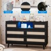 Natural Rattan Dresser for Bedroom with LED light and Charging Station - 3 of 4