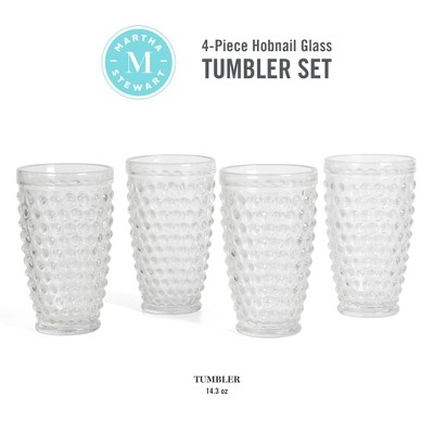 Clear 14.3 oz Hobnail Handmade Glass Tumbler Set of 4