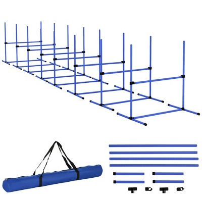 PawHut Dog Agility Starter Kit with Adjustable Height Jump Bars, Included Carry Bag, & Displacing Top Bar