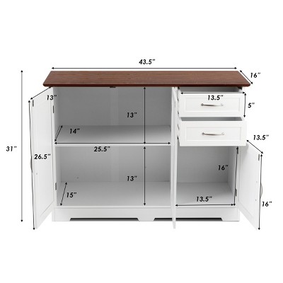 Costway Buffet Sideboard Kitchen Cupboard Storage Cabinet with  2 Drawers & 3 Doors, 5 of 12