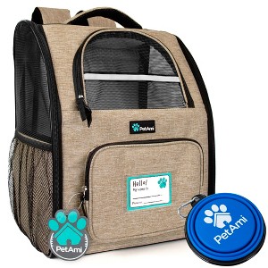 PetAmi Premium Dog Backpack Carrier Small Large Cat Puppies, Ventilated Pet Hiking Travel Bag, Airline Approved Safety Camping Biking - 1 of 4