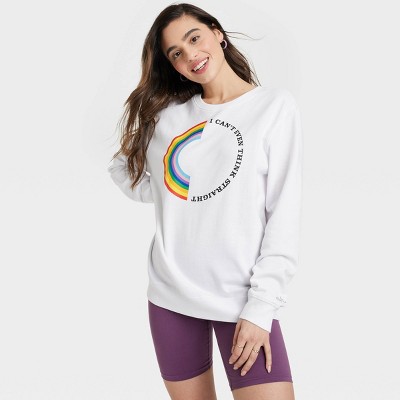 Pride Adult PH by The PHLUID Project 'I Can't Even Think Straight' Crewneck Pullover Sweatshirt - White