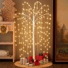 Hooseng 3 Pieces Pre-Lit 4FT 5FT 6FT White Chritsmas Artificial Willow Set of 3 LED Lighted Tree Holiday Decoration - 3 of 4