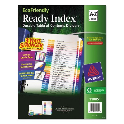 Avery Ready Index Customizable Table of Contents Multicolor Dividers 26-Tab Letter 11085