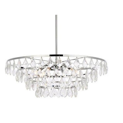 Ella 28-Inch Chrome Pendant with Crystal Accents