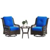 Bestier Outdoor Wicker Swivel Glider Chair with Tempered Glass Table, LED Patio Rocker with 4" Anti-Slip Navy Cushion - 2 of 4