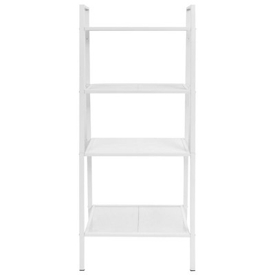 vidaXL 4 Tiers Metal Ladder Bookcase - Versatile Storage or Display Unit in White - Compact Design for Small Spaces - Durable Sheet Metal Construction