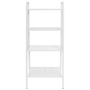 vidaXL 4 Tiers Metal Ladder Bookcase - Versatile Storage or Display Unit in White - Compact Design for Small Spaces - Durable Sheet Metal Construction - 1 of 4