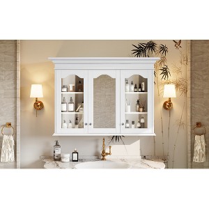 Ridstar 40 in. W Bathroom Storage Cabinet with Mirror Door and Shelves-White - 1 of 4
