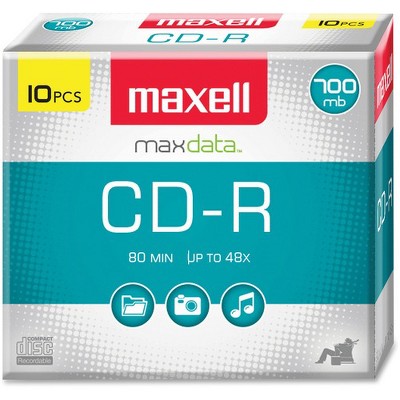  Maxwell CD Recordable Media 10 Pack - 700MB/ 80 Minute Capacity - Comes with 10 CDs - Write speeds up to 48X - 1.33 hr max recording time 