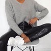 Coolmee Womens Leather Pants High Waisted Skinny Tummy Control Thick Thermal Lined Stretch Sexy Push Up Pleather Leggings - 4 of 4
