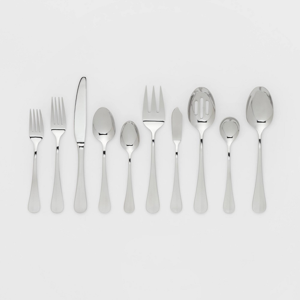 Photos - Cutlery Set 45pc Sussex Flatware Set Silver - Threshold™: Stainless Steel Silverware, Service for 8, Dishwasher-Safe