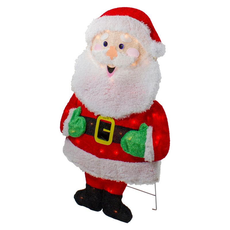 Northlight 32" Lighted 2D Chenille Santa Outdoor Christmas Decoration, 5 of 7