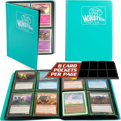 Monster 4 Pocket Trading Card Binder - Matte Teal Album, Anti-Drop TCG Protection w Side Loading Padded Pockets, Double Sided, Holds 160 Cards