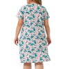 Agnes Orinda Women's Plus Size Floral Inverted Box Pleat Boho T-Shirt Dresses - 4 of 4