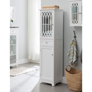 Kings Brand Furniture - Tall Bathroom Storage Cabinet with 2 Doors & 1 Drawer, Freestanding Floor Linen Cabinet, White - 1 of 4