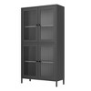 Homy Casa Tall Storage Cabinet with Glass Doors and Adjustable Shelves, Black - 2 of 4