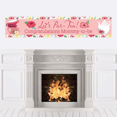 Big Dot of Happiness Floral Let's Par-Tea - Garden Tea Party Baby Shower Decorations Party Banner