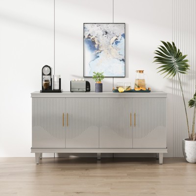 Fontoi Decorative Storage Cabinets, 4-Door Storage Cabinet with Storage Compartments and Adjustable Shelves for Home, Brown, 15.75"*32.28"*59.84"