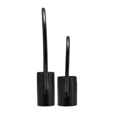 Set of 2 Black Aluminum Ring Candle Holders