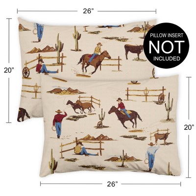Wild West Cowboy Tan Polyester Standard Pillow Shams