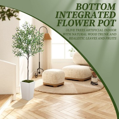 Artificial Tree in Pot with Realistic Leaves & Natural Wood Trunk 5FT/6FT/7FT/8FT