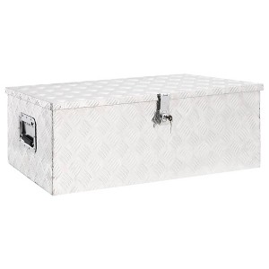 vidaXL Storage Box Silver 35.4"x18.5"x13.2" Aluminum - 1 of 4