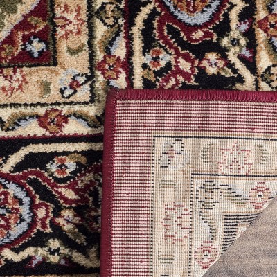 Red and Black Floral 9' x 12' Synthetic Area Rug