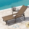 Outdoor Aluminum Adjustable Chaise Lounge Chair with Arms - Brown - Crestlive Products: Patio Furniture, Weather-Resistant - 3 of 4