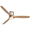 52" Casa Vieja Modern Hugger Indoor Ceiling Fan with Light LED Remote Brushed Nickel Natural Solid Wood Carved Blades for Living Room - 4 of 4