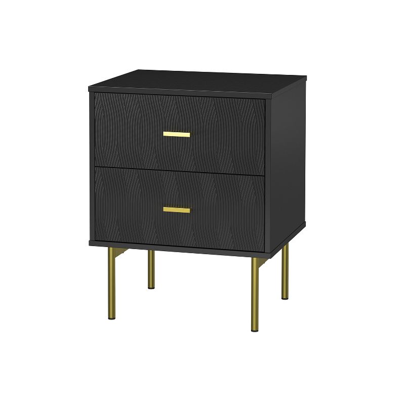 Valente 25.2'' Tall 2-Drawer Nightstand with Wavy Embossed Texture Modern Nightand Set of 2|KARAT HOME, 1 of 11