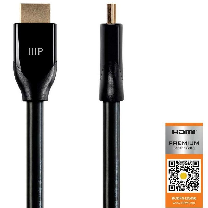 Monoprice HDMI Cable - 25 Feet - Black | Certified Premium, High Speed, 4K@60Hz, HDR, 18Gbps, 24AWG, YUV 4:4:4, Compatible with UHD TV and More, 2 of 7