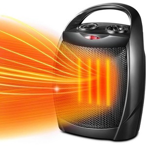 ZAFRO Small Electric Space Heater Ceramic Space Heater,Portable Heater Fan for Office with Adjustable Thermostat and Overheat Protection, (Black) - 1 of 4