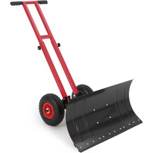 COZONY Heavy Duty Snow Shovel with Wheels, Metal Snow Pusher with Angled Blade & Adjustable Handle for Driveway, Sidewalk, Pavement & Doorway - 1 of 4