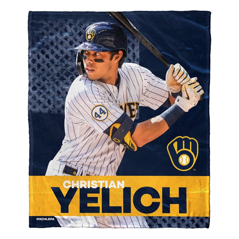 50&#34;x60&#34; MLB Milwaukee Brewers Christian Yelich Silk Touch Throw Blanket, 1 of 6