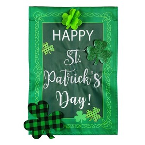 Evergreen St. Patrick's Patterned Shamrocks Garden Applique Flag- 12.5x18 in Outdoor Decor - 1 of 2