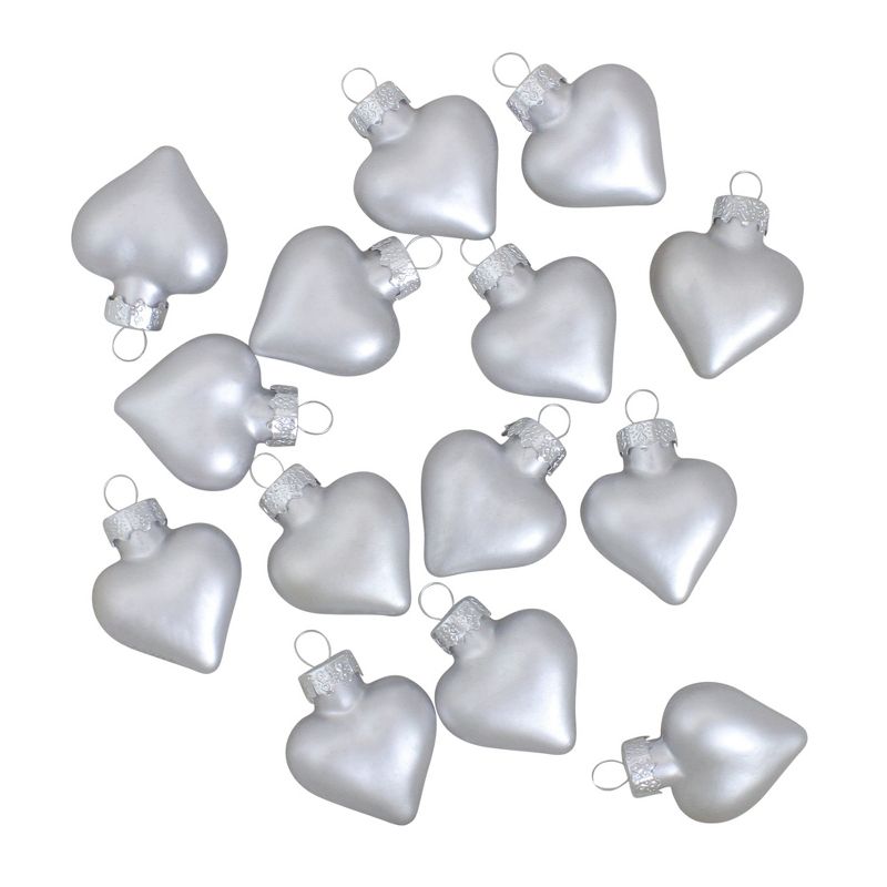 Northlight 56ct Matte Silver Glass Heart Christmas Ornaments 1.75" (45mm), 2 of 3