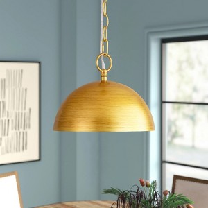Rennnsan Draeven 9"-19"W 1-Light Dome Industrial Dimmable Pendant in Gold - 1 of 4