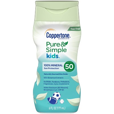 Coppertone Pure and Simple Kids Mineral Sunscreen Lotion - SPF 50 - 6 fl oz