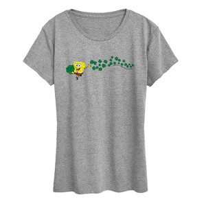 Women's - SpongeBob SquarePants - Spongebob Shamrocks Short Sleeve Graphic T-Shirt - 1 of 4