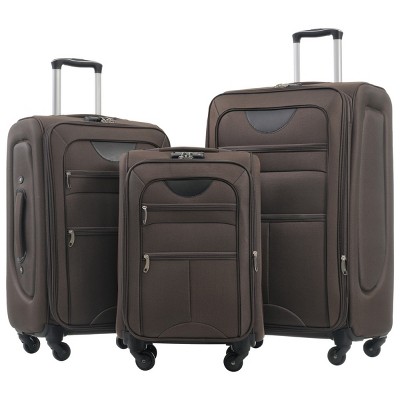3-Piece Softside Luggage Set,Carry On Suitcase,Medium and Large Expandable Suitcases with Spinner Wheels and TSA Lock (20"/24"/28")–Cuddlewood
