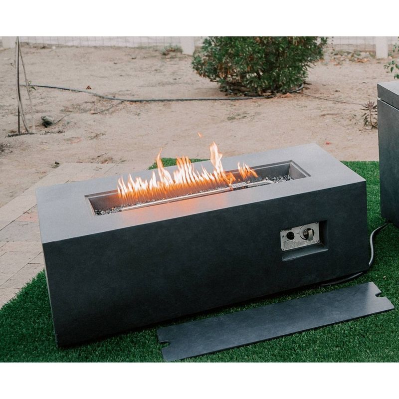 Kante 42&#34; Rectangular Concrete &#38; Metal Outdoor Propane Gas Modern Smokeless Fire Pit Table - Charcoal - Rosemead Home &#38; Garden, Inc., 5 of 10