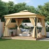 Outdoor Gazebo Tent 10 ft. x 12 ft. Beige Double Roof Canopy with Privacy Screens - 2 of 4