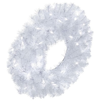 17" Crystal Pine LED-Lit Glossy White Outdoor Christmas Wreath