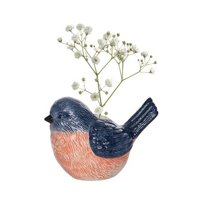 Transpac Ceramic Blue Bird Vase Home Decorations Spring