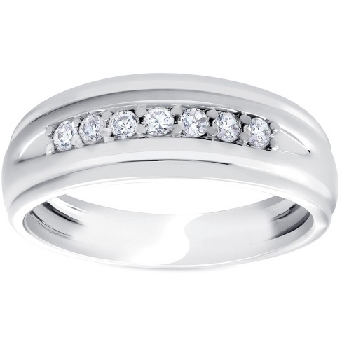 Pompeii3 Mens 1/4ct White Gold 7 Stone Diamond Ring 10k Polished Wedding  Anniversary Band - Size 9